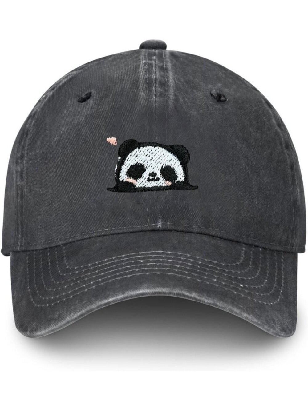 Unisax Cute Cartoon Polyester Embroidered Adjustable Washed Denim Baseball Hats